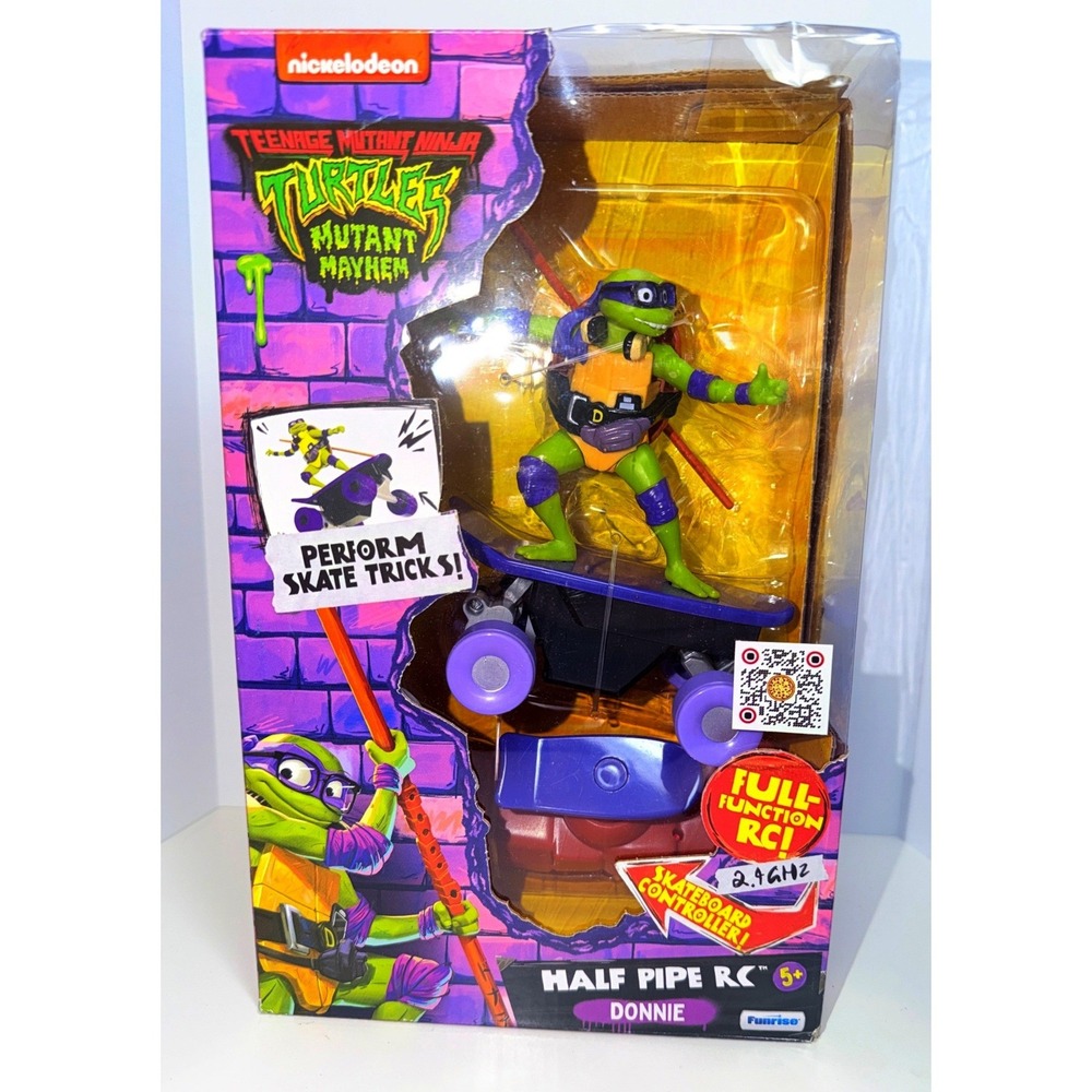 New TMNT Mutant Mayhem Donnie Half Pipe RC Skateboard Remote Control Toy
